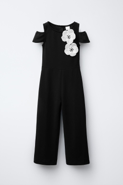 ZARA ДЛИННЫЙ КОМБИНЕЗОН, ЧЕРНЫЙ