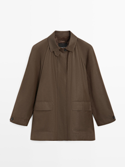 Massimo Dutti Длинная парка с карманами, кротово-коричневый