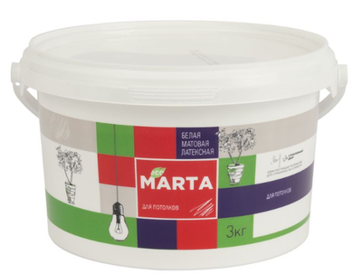 Краска для потолков MARTA Eco белая база А 3 кг ш/к 4690364008543