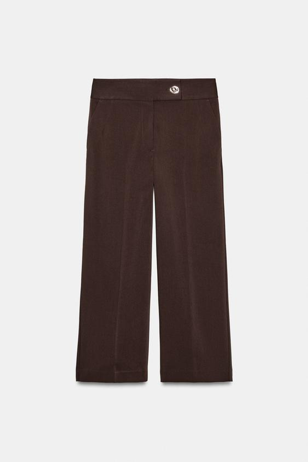 ZARA БРЮКИ ПРЯМОГО КРОЯ С ВЫСОКОЙ ПОСАДКОЙ, КОРИЧНЕВЫЙ