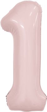 Шар (40''/102 см) Цифра, 1 Slim, Пыльная роза, 1 шт. в уп.