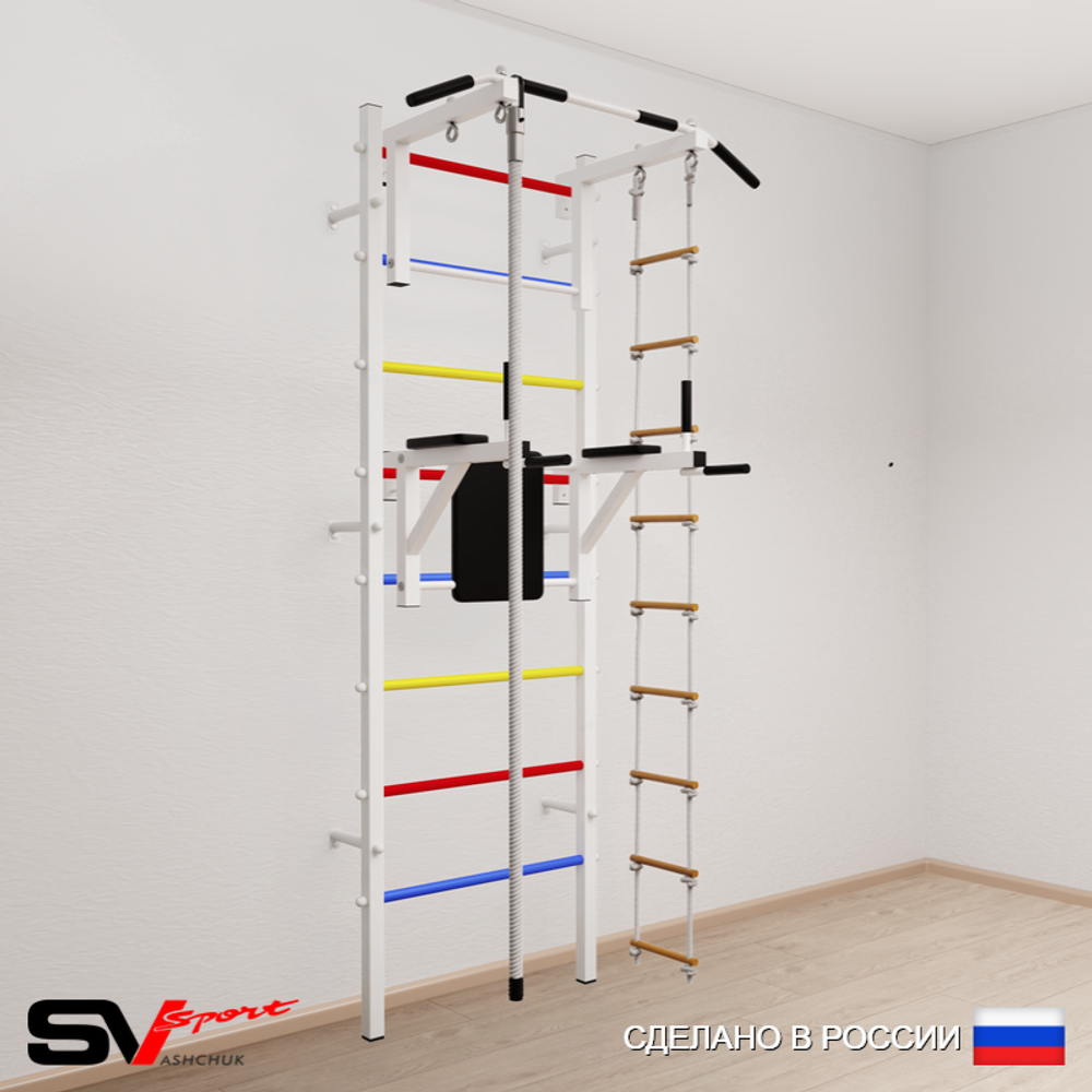 Шведская стенка Sv Sport усиленная 675 (Турник стандарт/Брусья/Канат/Лестница)