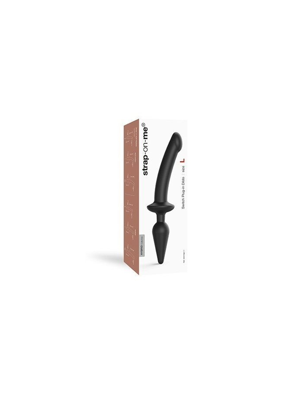 Черный двусторонний фаллоимитатор Strap-On-Me Dildo Plug-In Switch size L