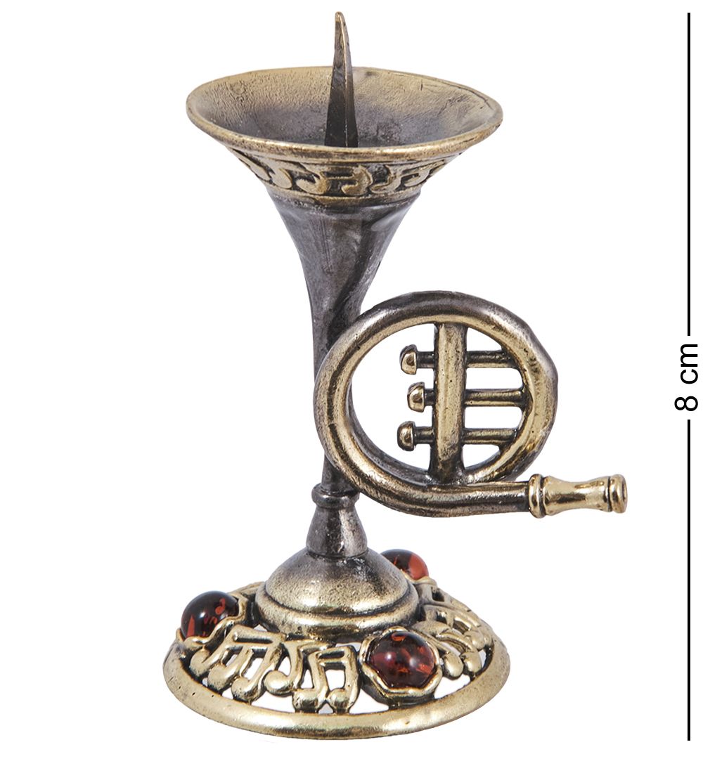 Народные промыслы AM-4026 Подсвечник «Подсвечник Тромбон» (латунь, янтарь)