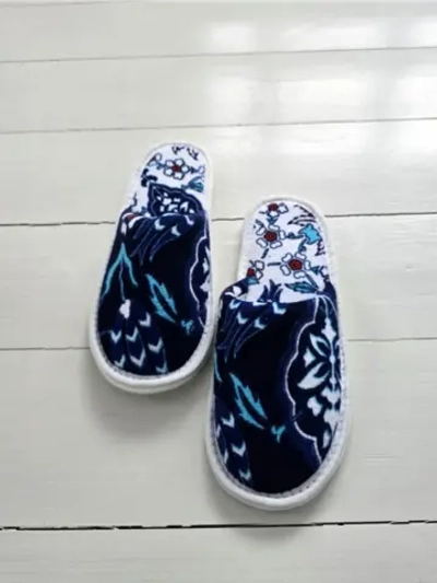 Тапочки махровые синий узор