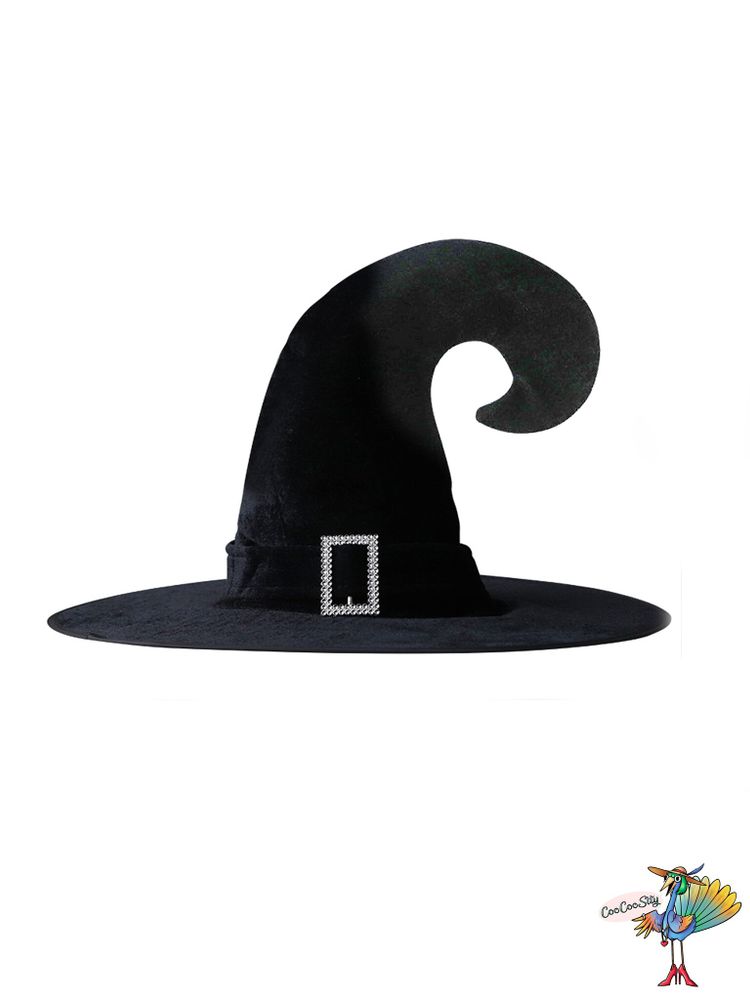 шляпа ведьмы Бархат черная с черной бархатной лентой