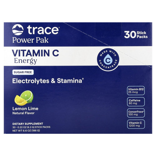 Trace, Power Pak, витамин C и энергетическая смесь, лимон и лайм, 30 стик-пакетов по 6,2 г (0,22 унции)