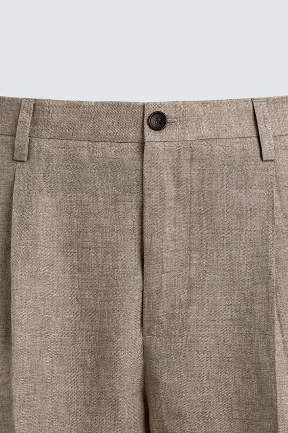 ZARA БРЮКИ КЛАССИЧЕСКОГО КРОЯ ИЗ 100% ЛЬНА, ПЕСОЧНЫЙ МЕЛАНЖ