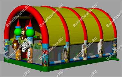Коммерческий надувной батут "Зверята с крышей 2" 12*7*6 м