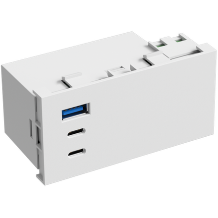 USB зарядное устройство, 100W, Type A + C + C, 4 мод., бел. (90х45мм)