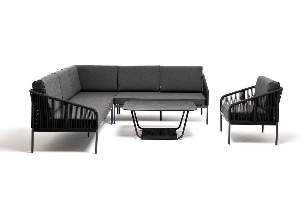 "Канны" модульная угловая лаунж-зона из роупа (веревки), цвет темно-серый