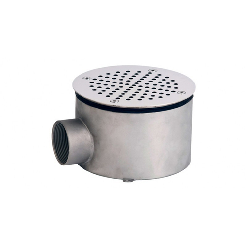 Донный слив круглый Ø 165х100 нерж. AISI-304 подкл. внутр. 2" (плитка)