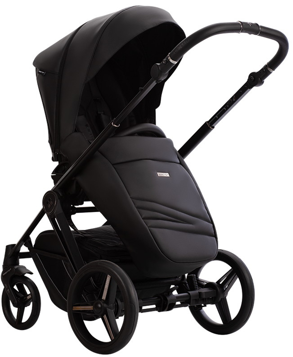 Детская коляска Bebetto Monti Pro 2 в 1 01 Dark (черная кожа)