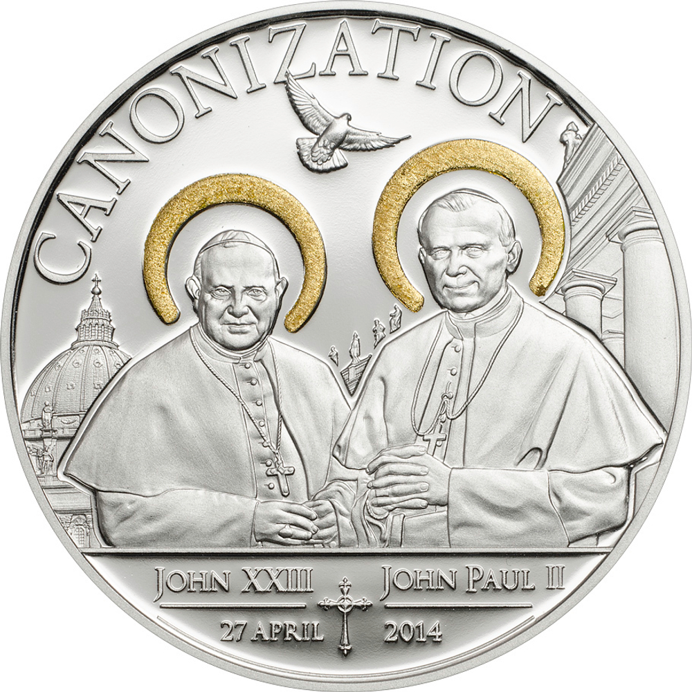 Танзания 2014, 1000 шиллингов, серебро. Канонизация Папы Иоанна XXIII и Папы Иоанна Павла II