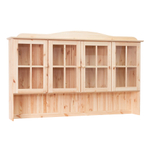 Шкаф витрина 174х28х109, Лена, стеклянная для посуды, буфет 4-дверный, с полками (верхняя часть буфета Лена), массив сосны, в натуральной отделке, Dipriz