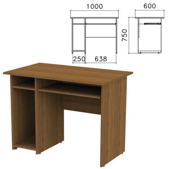 Стол компьютерный "Канц", 1000х600х750, с тумбой, цвет орех пирамидальный, СК24.9