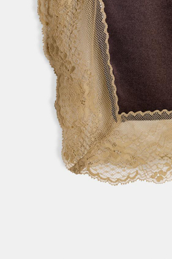 ZARA ЮБКА МИДИ С КРУЖЕВОМ — ZW COLLECTION, КОРИЧНЕВЫЙ