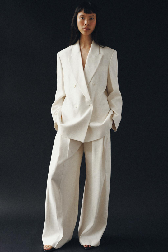 ZARA БРЮКИ ПРЯМОГО КРОЯ С ДЕКОРАТИВНОЙ СТРОЧКОЙ — ZW COLLECTION, ЦВЕТ СЛОНОВОЙ КОСТИ