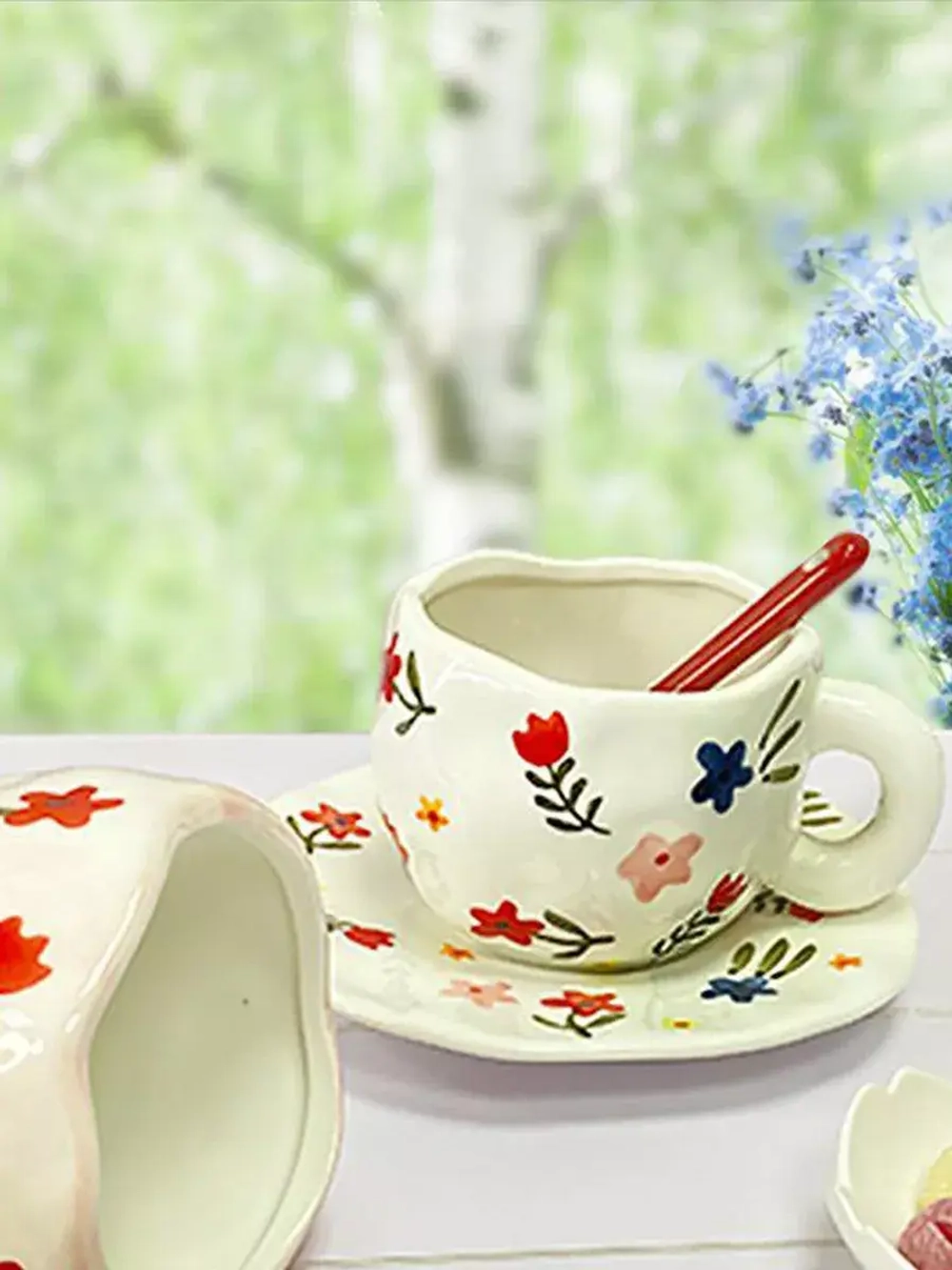 Керамическая кружка с блюдцем чайная пара