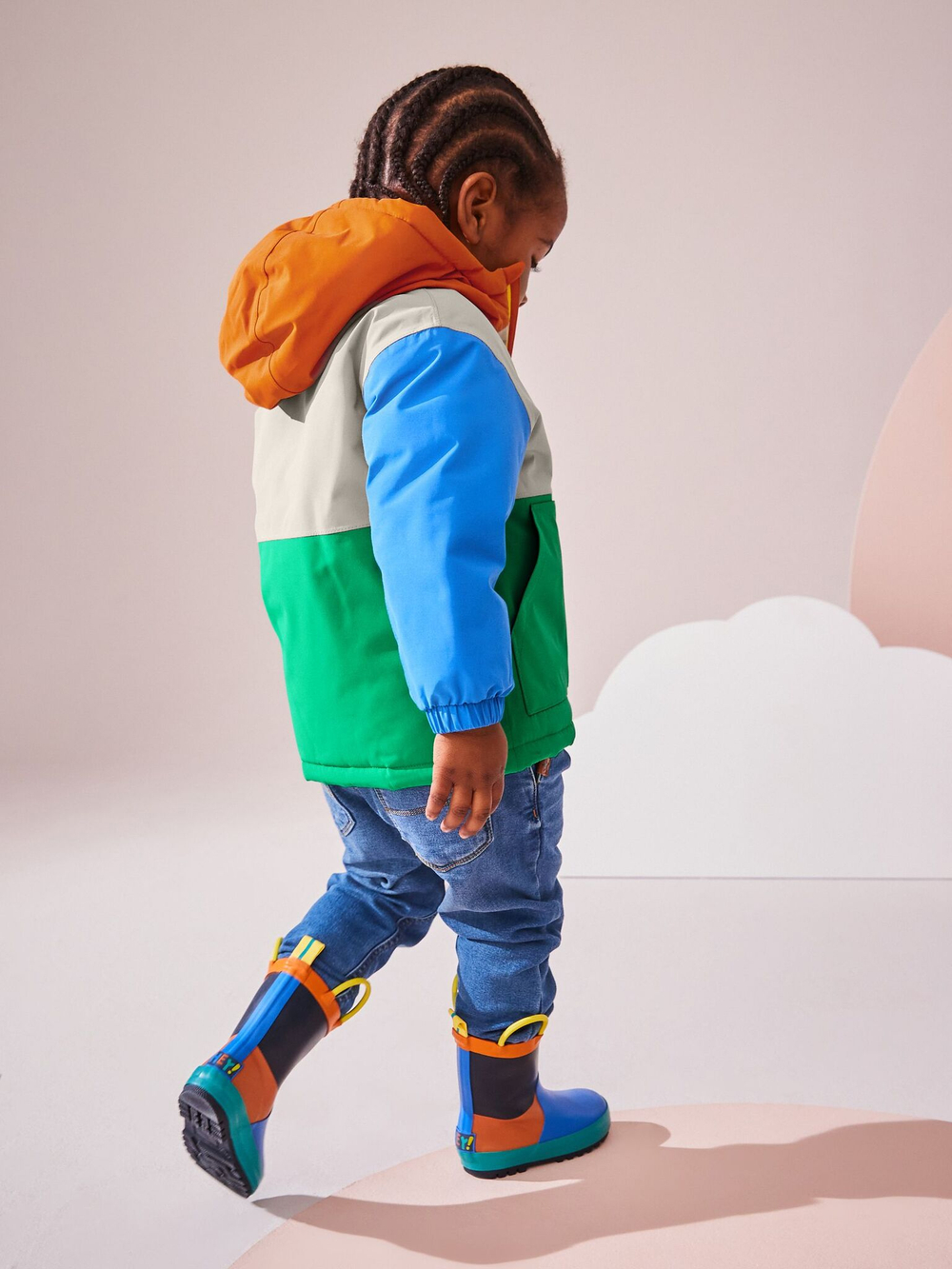 Куртка непромокаемая с капюшоном для мальчика Next Q53-240, Серый, Зеленый, Синий