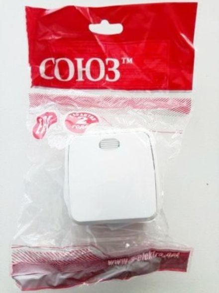 Выключатель 1кл. с посдв. "СОЮЗ" с."Электра", о/у. 10А, 220В, белый (еврослот) (El1501) 1/10/100
