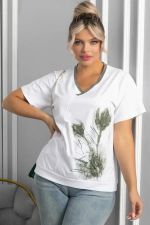 Блуза Лотус НЬЮ (белая/хаки) Б13976-20М LT Collection