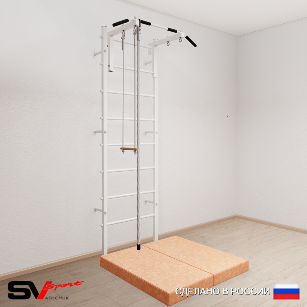 Шведская стенка Sv Sport 5154 (Турник стандарт/Канат/Трапеция/Мат 1м)