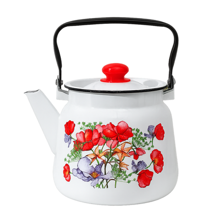 Эмалированный чайник с цветами