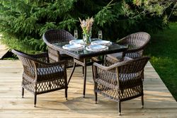 "Сицилия" обеденная группа плетеная, цвет коричневый
