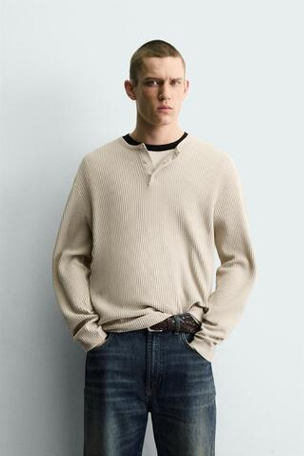 ZARA СВИТЕР С РЕЛЬЕФНОЙ ТКАНЬЮ И ОТЛОЖНЫМ ВОРОТНИКОМ, ЭКРЮ
