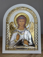 Ангел Хранитель, икона арочная, белое дерево 150х200