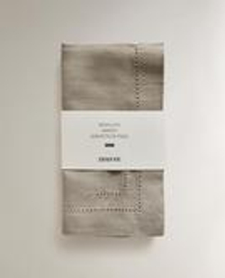 ZARA HOME НАБОР ХЛОПКОВЫХ САЛФЕТОК С МЕРЕЖКОЙ (2 ШТ.), СЕРЫЙ