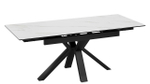 Стол кухонный обеденный раздвижной Черный муар/Керамика матовая белый мрамор 140(200)х85х76 см