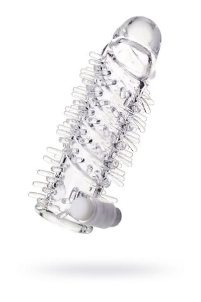 Насадка на пенис TOYFA A-Toys с вибропулей и шипами - 13,4 см.