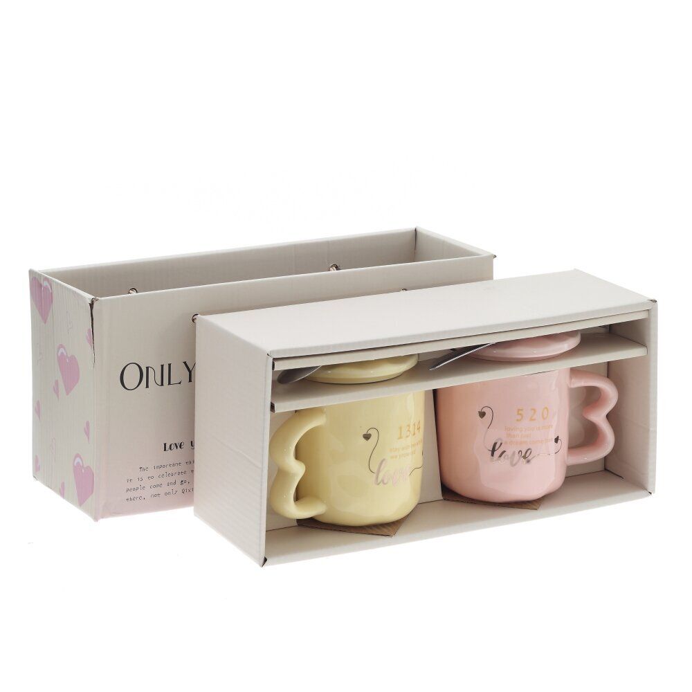 GAEM Набор из 2-х Кружек с крышкой и ложкой, 300 мл, L12 W9 H9 см, 2в.