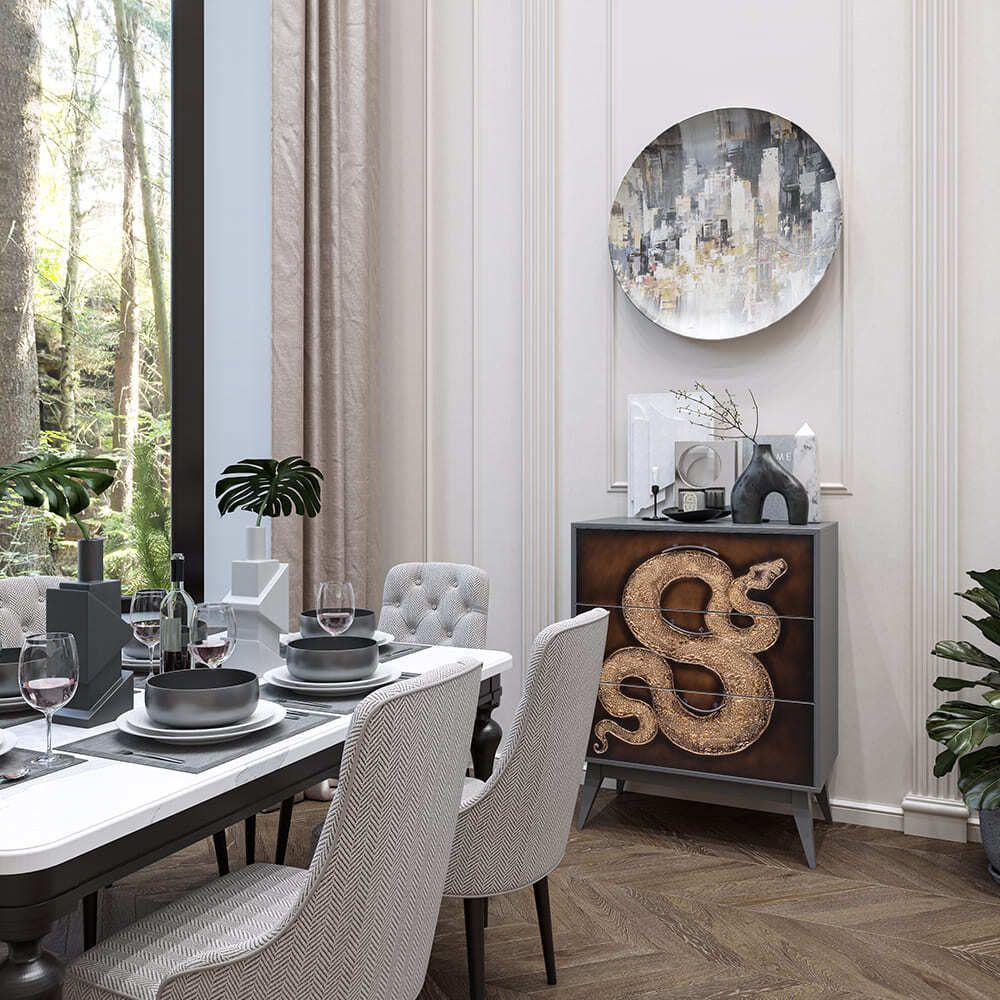 Комод Серпентис с 3 ящиками Грей