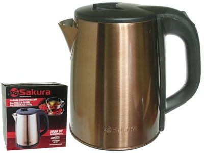 Чайник электрический 2л Sakura SA-2149Z, цвет шампань/черный