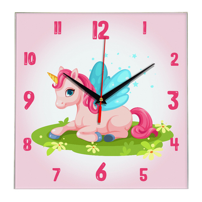 Часы настенные 28 см/ Детские часы Единорог ЧЗ ИДЕАЛ, плавный бесшумный механизм Декор для дома, подарок