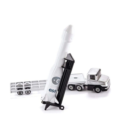 Набор техники Siku 1614 Тягач с ракетой 1/55, 17 см, серебристый/белый