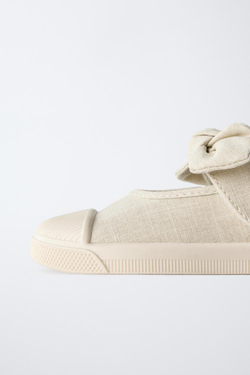 ZARA КЕДЫ С БАНТОМ, ЭКРЮ