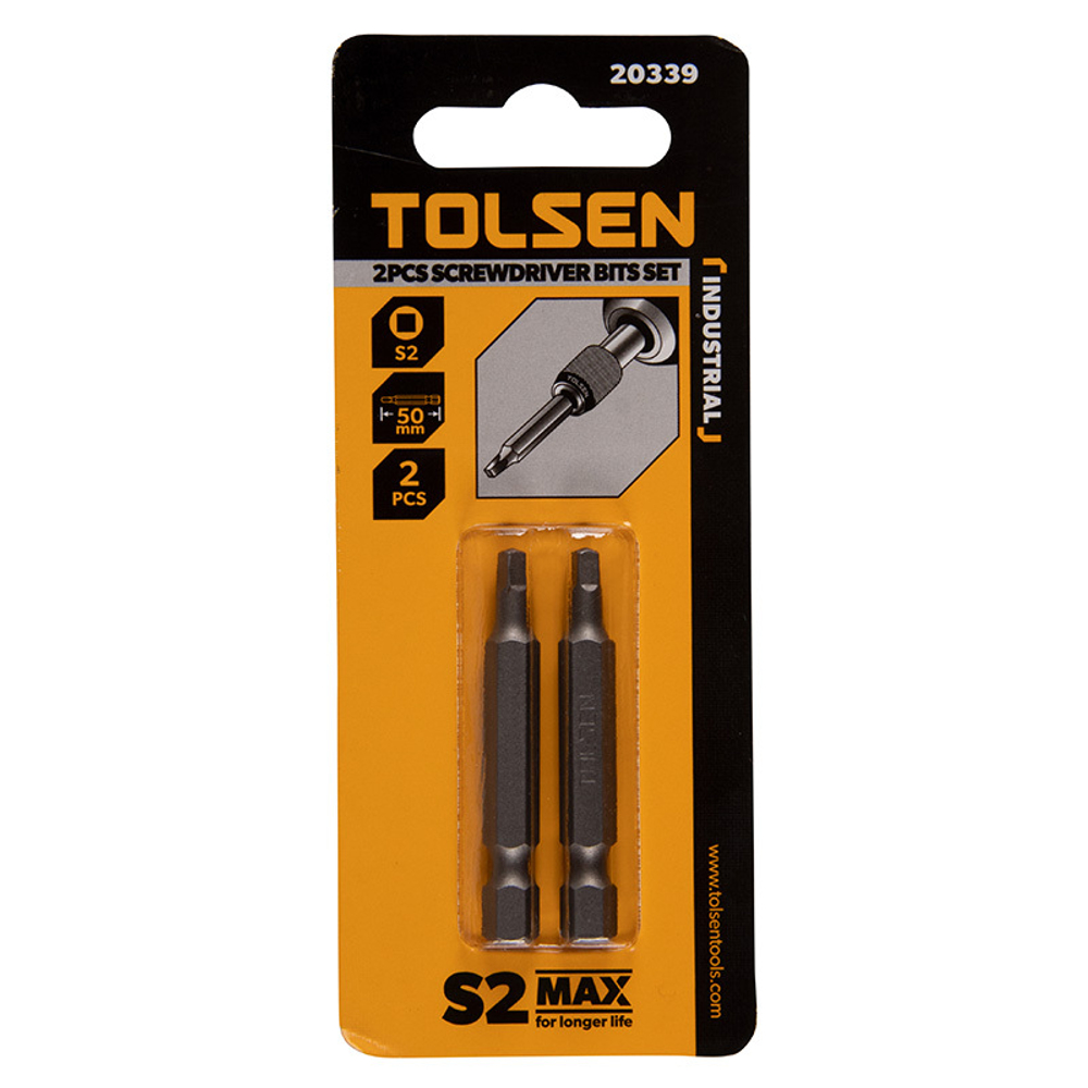 TOLSEN (TT20339) Набор вставок (бит) торцевых 1/4", Square, S2, 50 мм, 2 предмета
