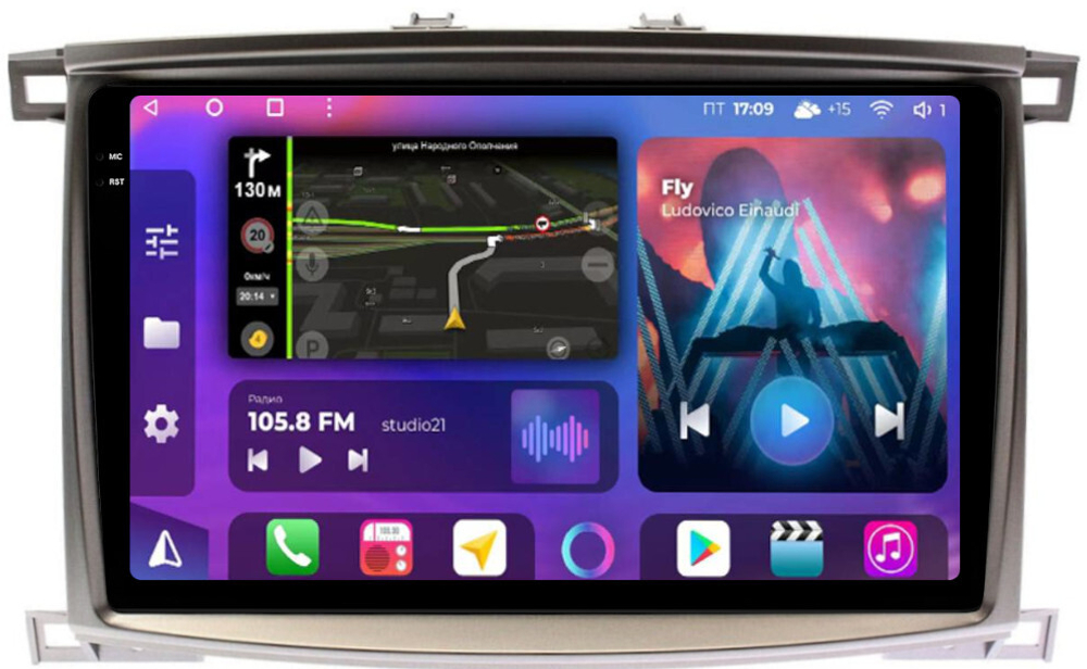 Магнитола для Toyota Land Cruiser 100, Lexus LX470 2002-2007 (экран климата снизу) - FarCar BM457/1166M монитор 10.36" QLED на Android 14, TS10, 4+32Гб, CarPlay, 4G SIM-слот