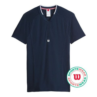 Мужское теннисное поло Wilson Players Seamless Zip Henley 2.0 - классический темно-синий