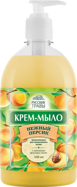 Жидкое Крем-Мыло Русские Травы 500 мл. Нежный Персик (1/12) Дозатор