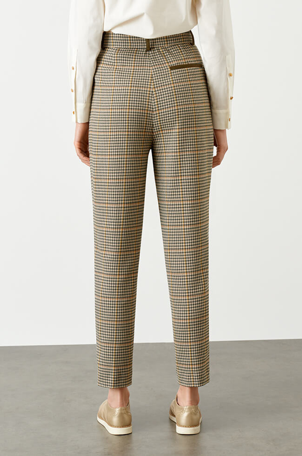 3944 Брюки женские (пепельно-бежевый клетка 2)