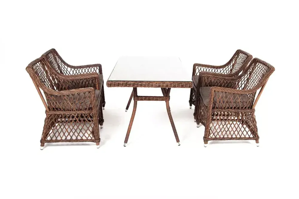 "Латте–140 L" обеденная группа плетеная, цвет коричневый