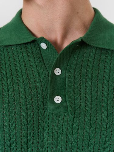 Зеленая вязаная футболка-поло LAWLESS