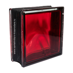 Стеклоблок рубин волна черный бриллиант Vitrablok   19х19x8