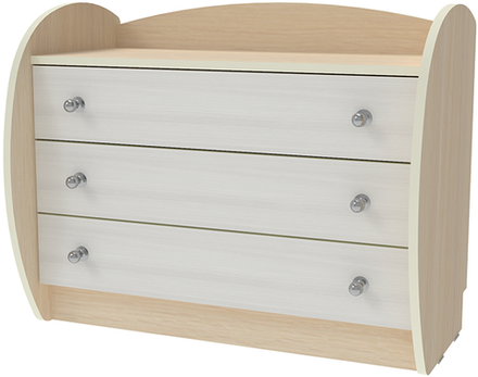 Комод КарИВи Низкий Малыш  Дуб Молочный Белое Дерево