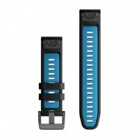 QuickFit 22mm black/cirrus blue Silicone watch band
